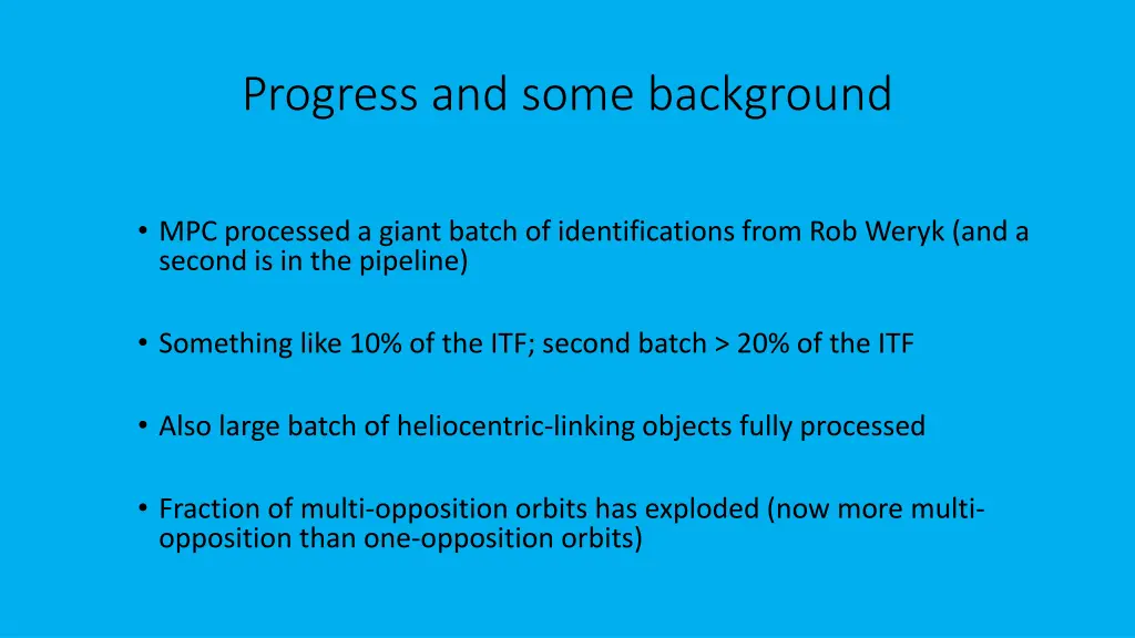 progress and some background 1