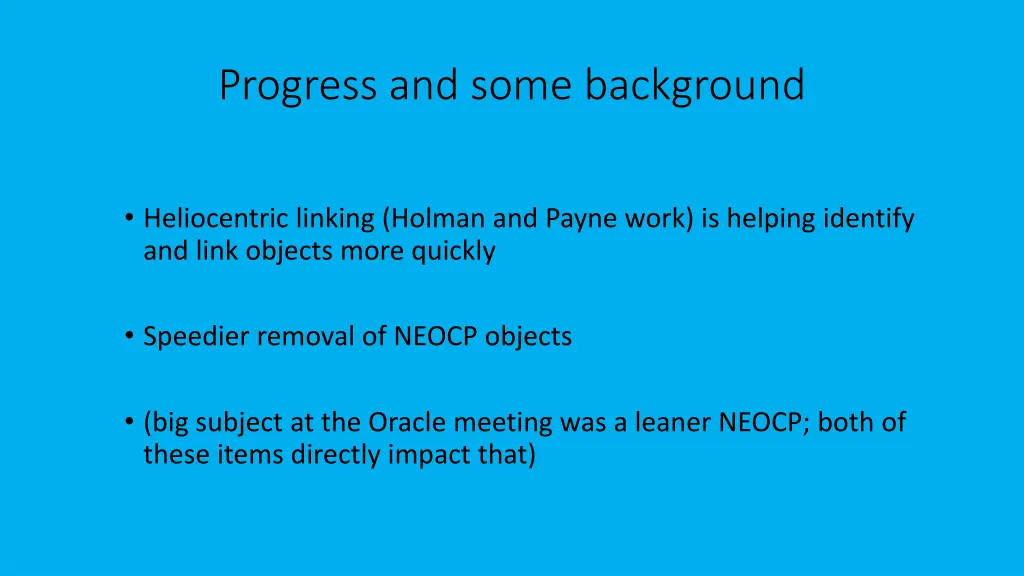 progress and some background
