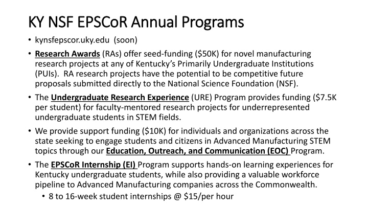 ky nsf ky nsf epscor epscor annual programs