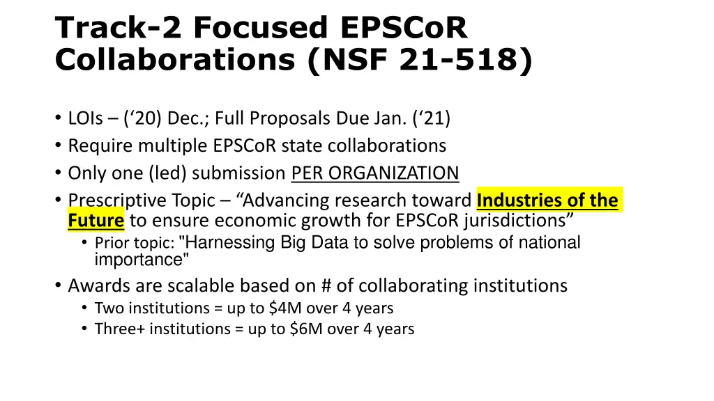 track 2 focused epscor collaborations nsf 21 518