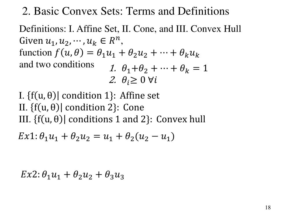 2 basic convex sets terms and definitions