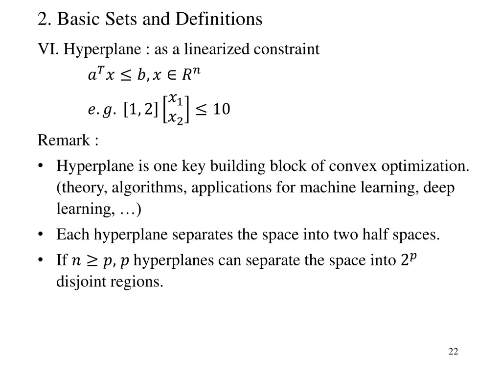 2 basic sets and definitions