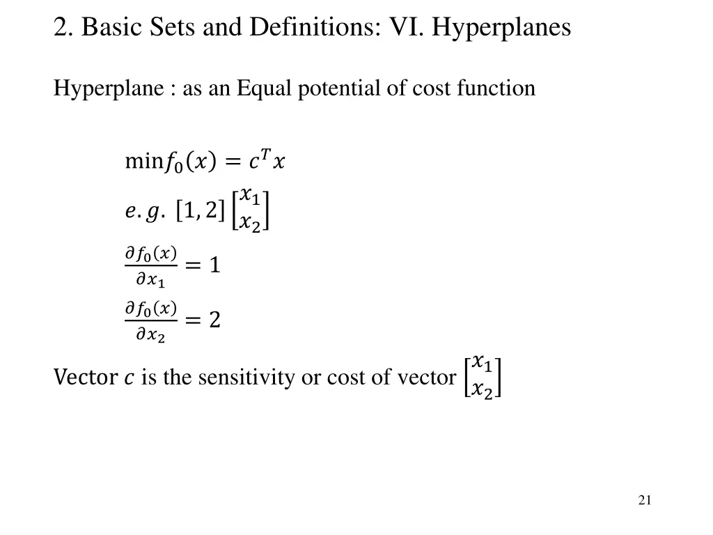 2 basic sets and definitions vi hyperplanes 2