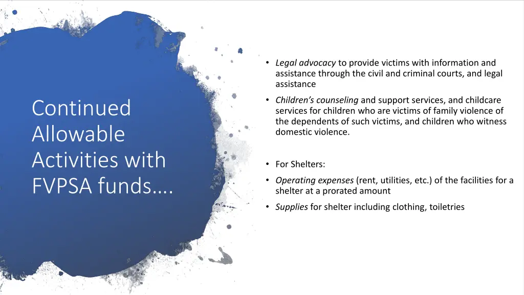 legal advocacy to provide victims with