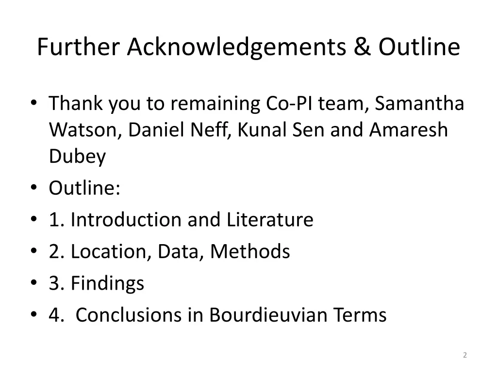 further acknowledgements outline