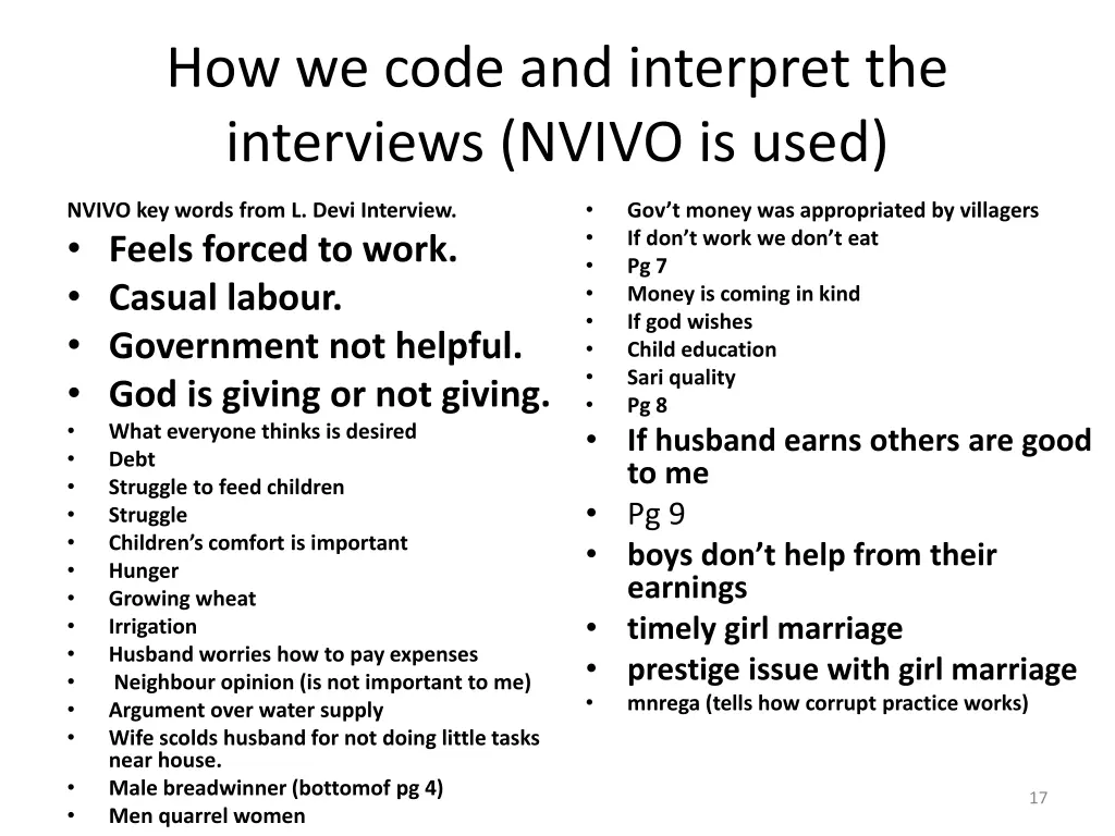 how we code and interpret the interviews nvivo