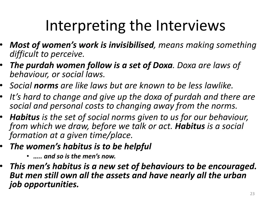 interpreting the interviews most of women s work