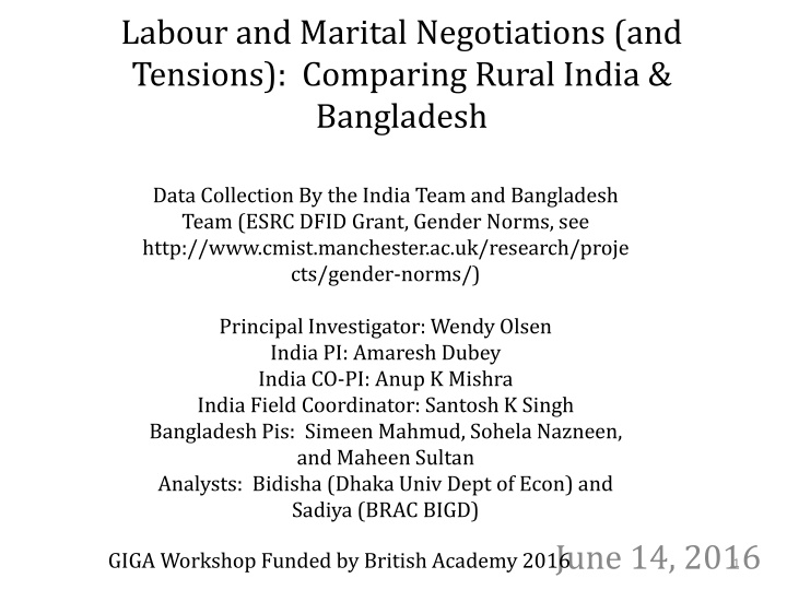 labour and marital negotiations and tensions