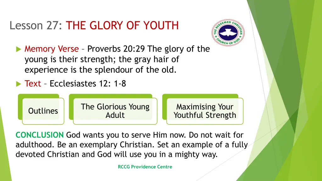 lesson 27 the glory of youth