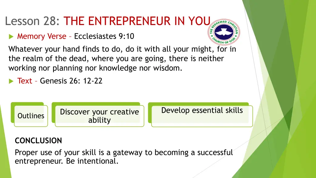 lesson 28 the entrepreneur in you
