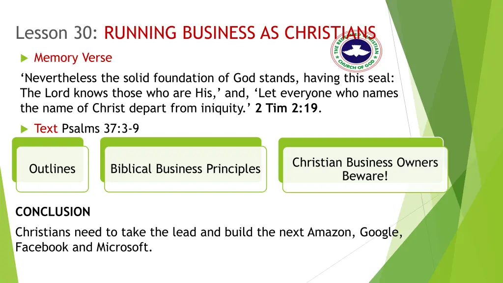 lesson 30 running business as christians