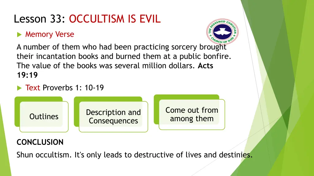 lesson 33 occultism is evil
