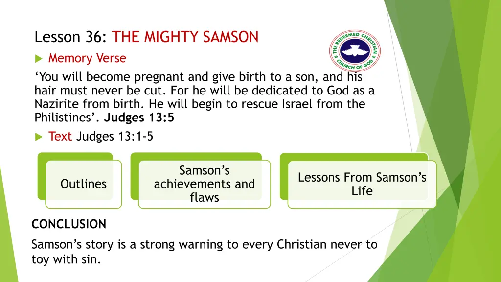 lesson 36 the mighty samson memory verse you will