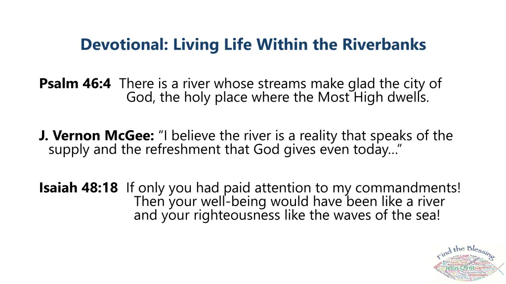 devotional living life within the riverbanks