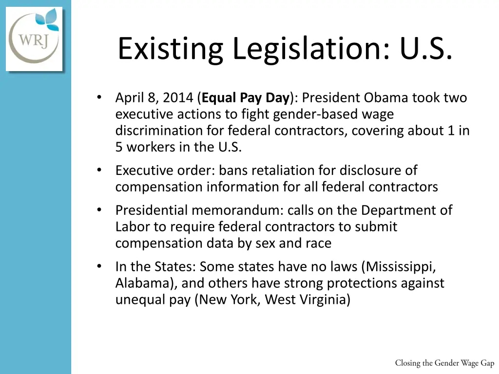 existing legislation u s 1