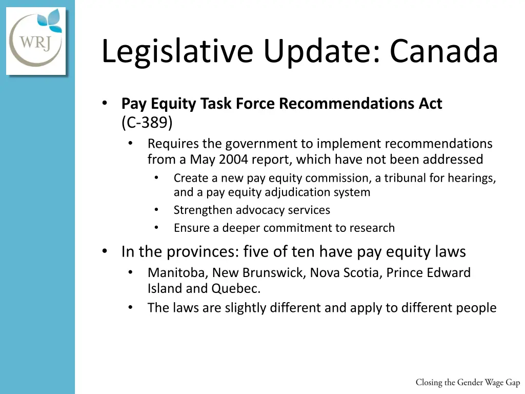 legislative update canada