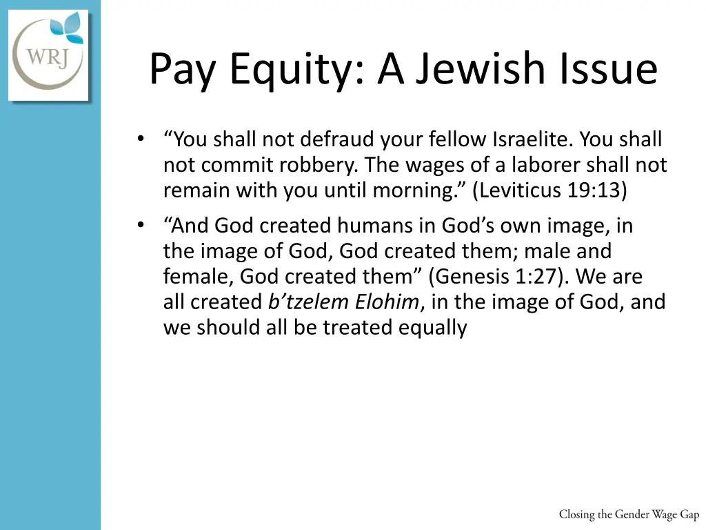 pay equity a jewish issue