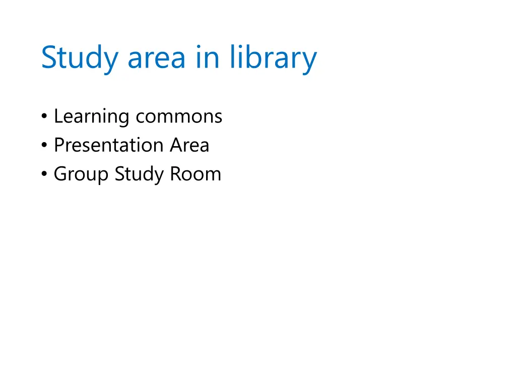 study area in library