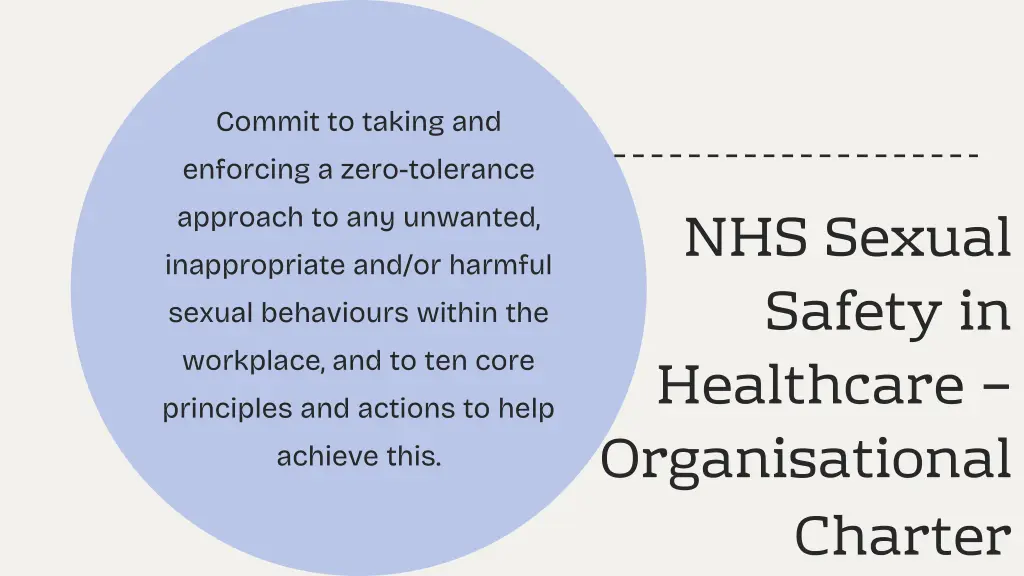 commit to taking and enforcing a zero tolerance