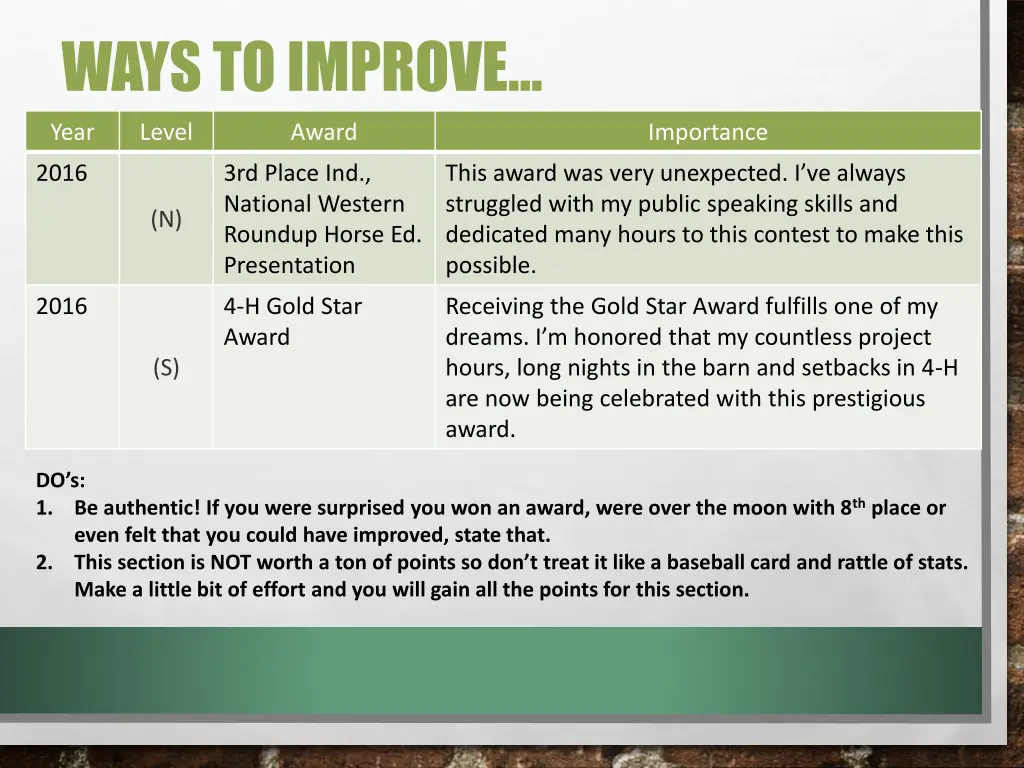 ways to improve