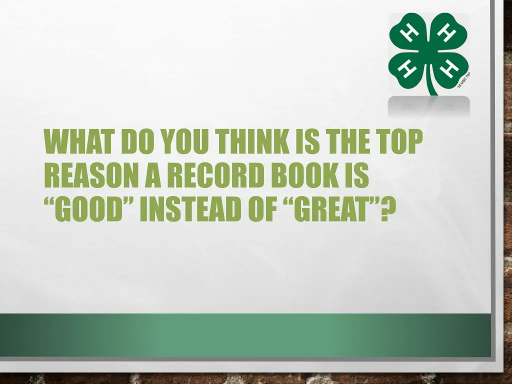 what do you think is the top reason a record book