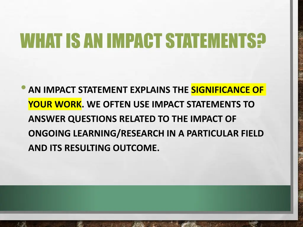 what is an impact statements