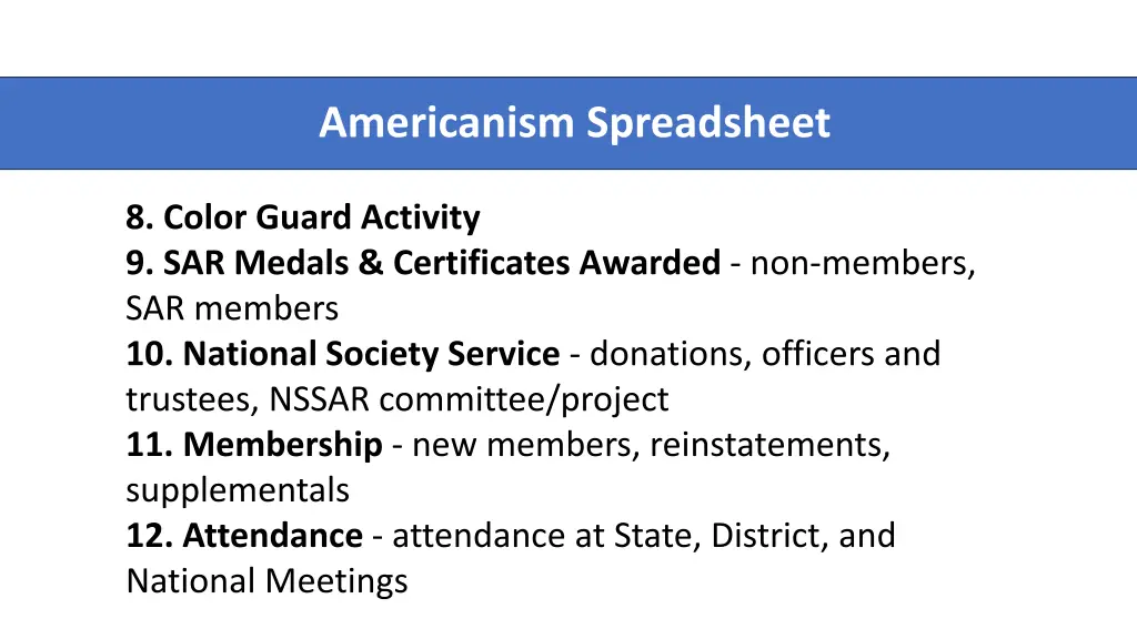 americanism spreadsheet 6