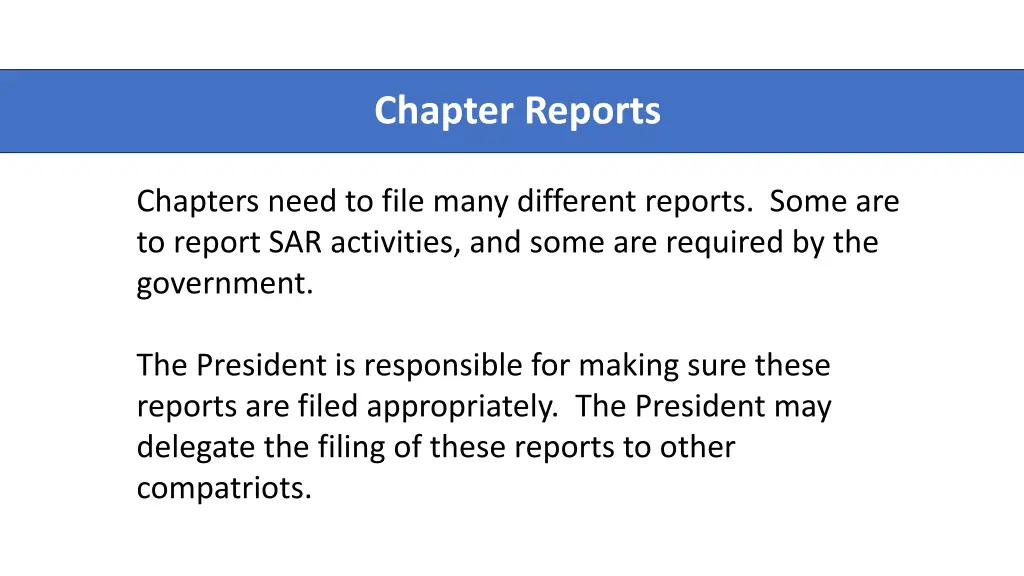 chapter reports