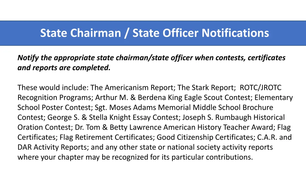 state chairman state officer notifications
