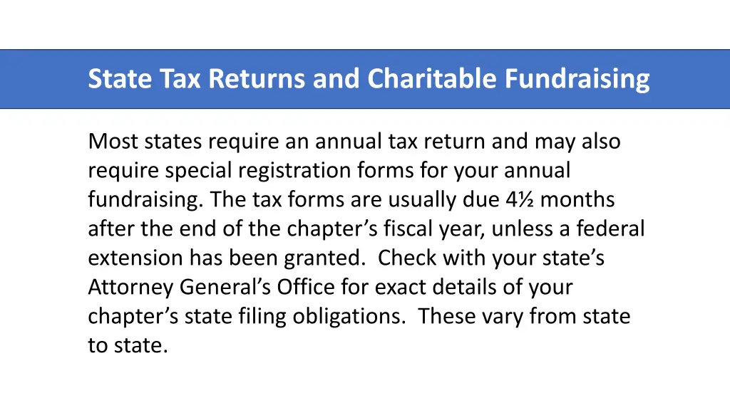 state tax returns and charitable fundraising