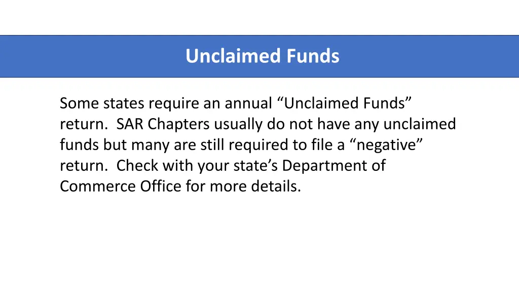unclaimed funds
