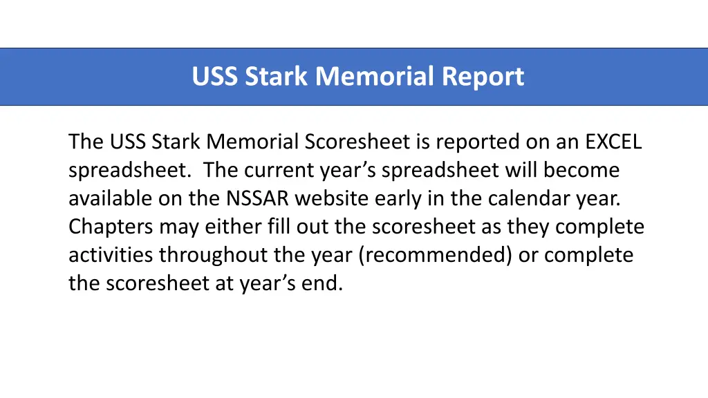 uss stark memorial report 1