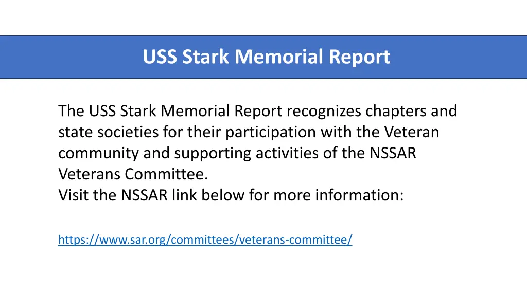 uss stark memorial report