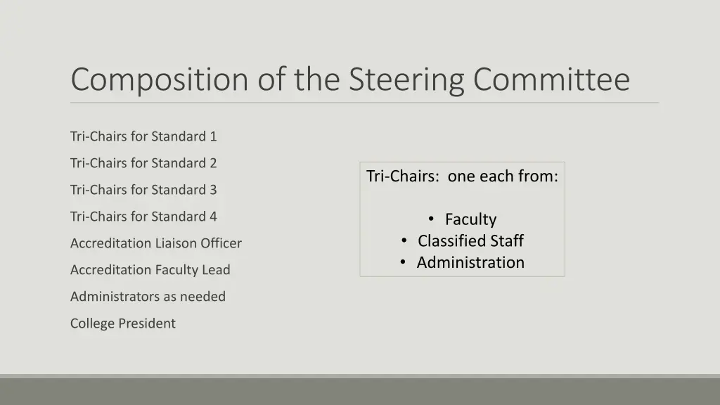 composition of the steering committee