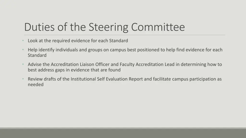 duties of the steering committee
