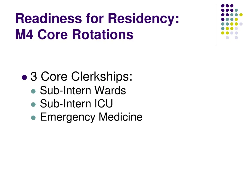 readiness for residency m4 core rotations