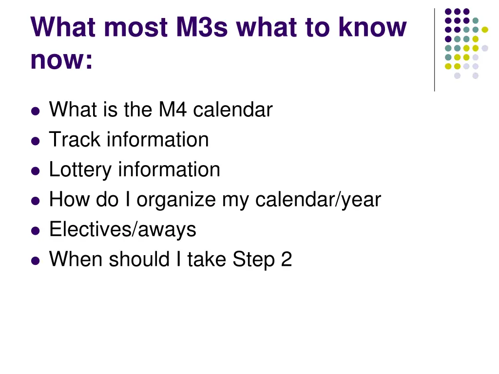 what most m3s what to know now