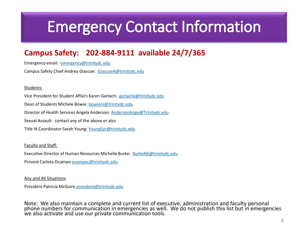 emergency contact information emergency contact
