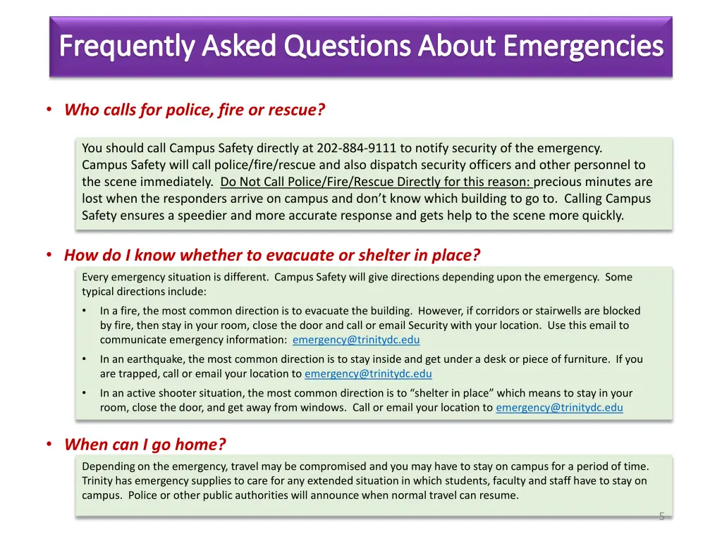 frequently asked questions about emergencies