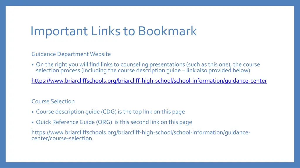 important links to bookmark