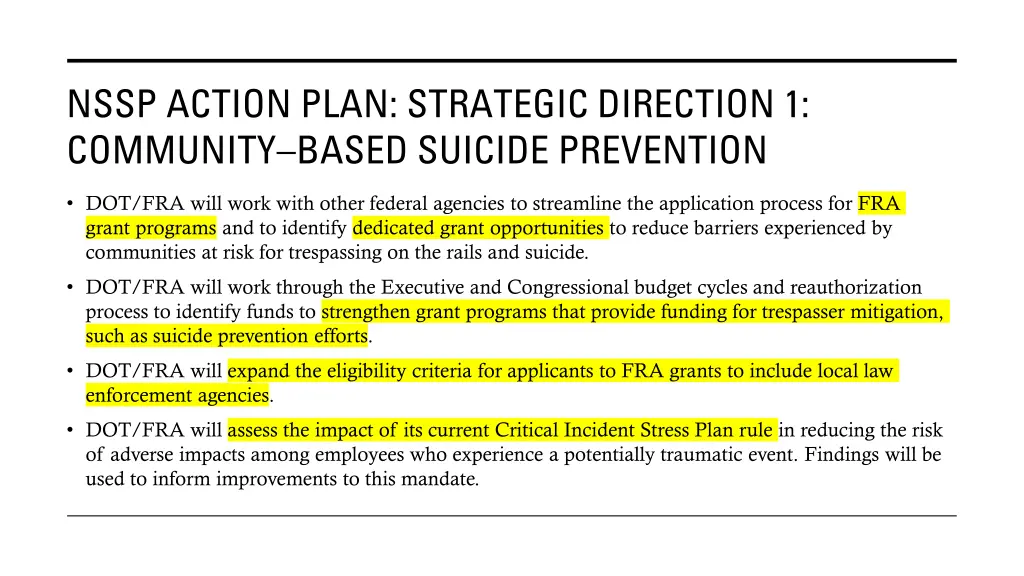 nssp action plan strategic direction 1 community 1