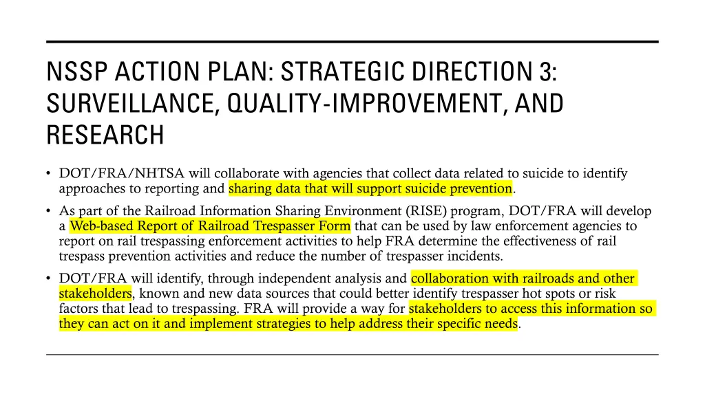 nssp action plan strategic direction