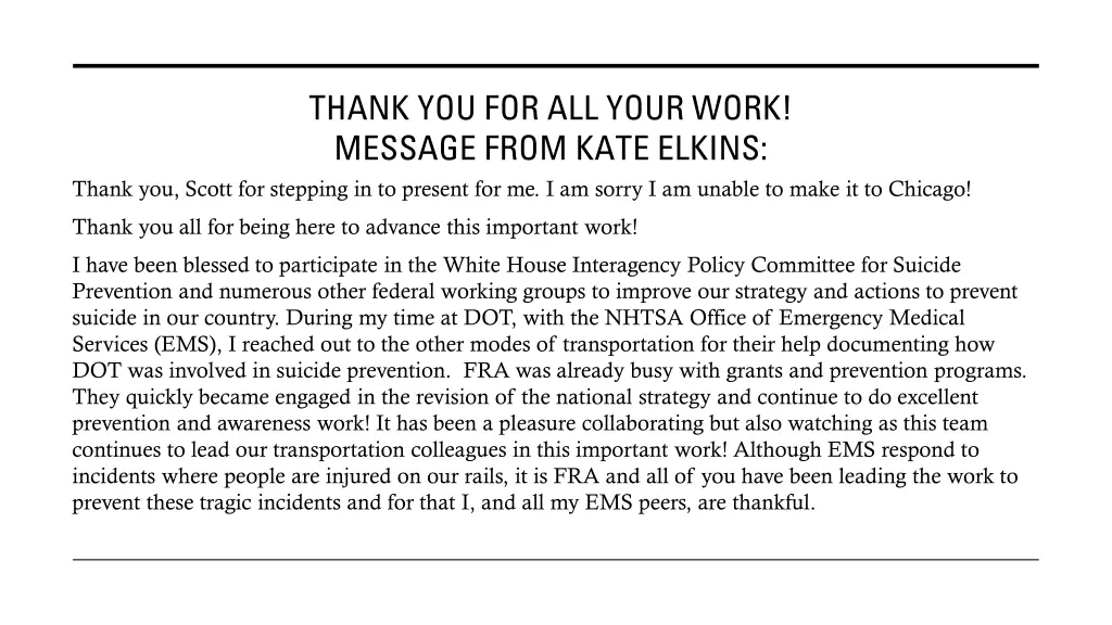 thank you for all your work message from kate