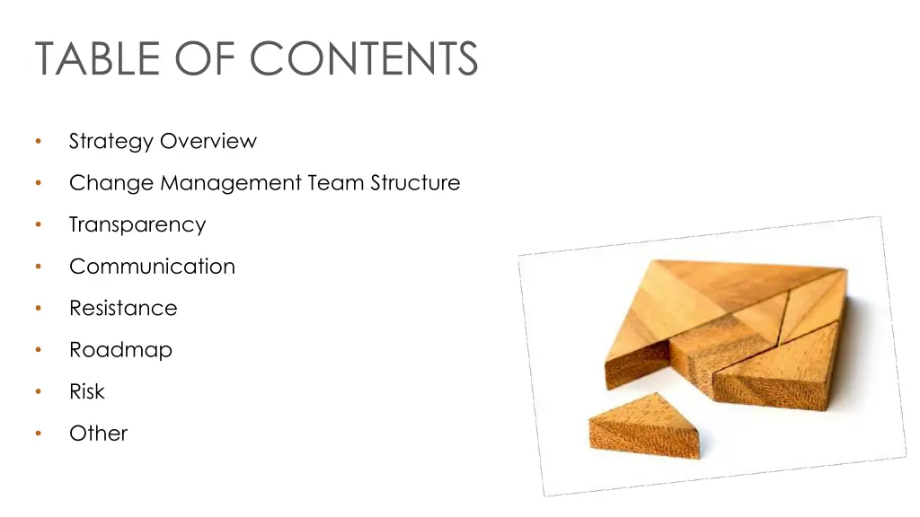 table of contents