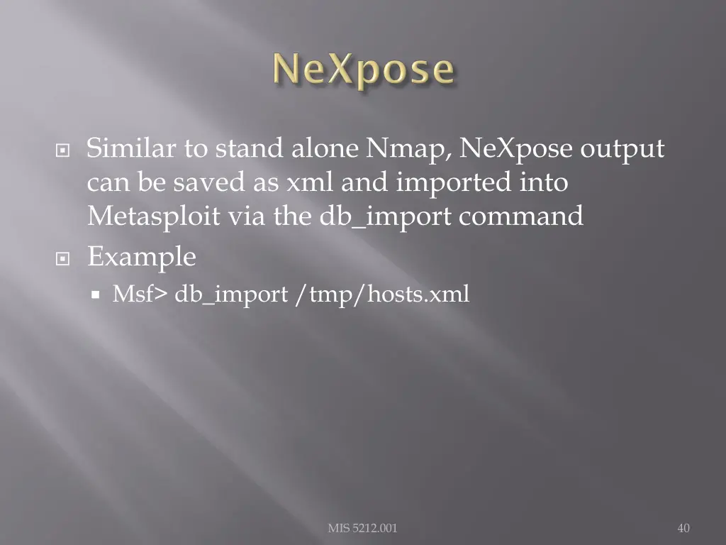 similar to stand alone nmap nexpose output