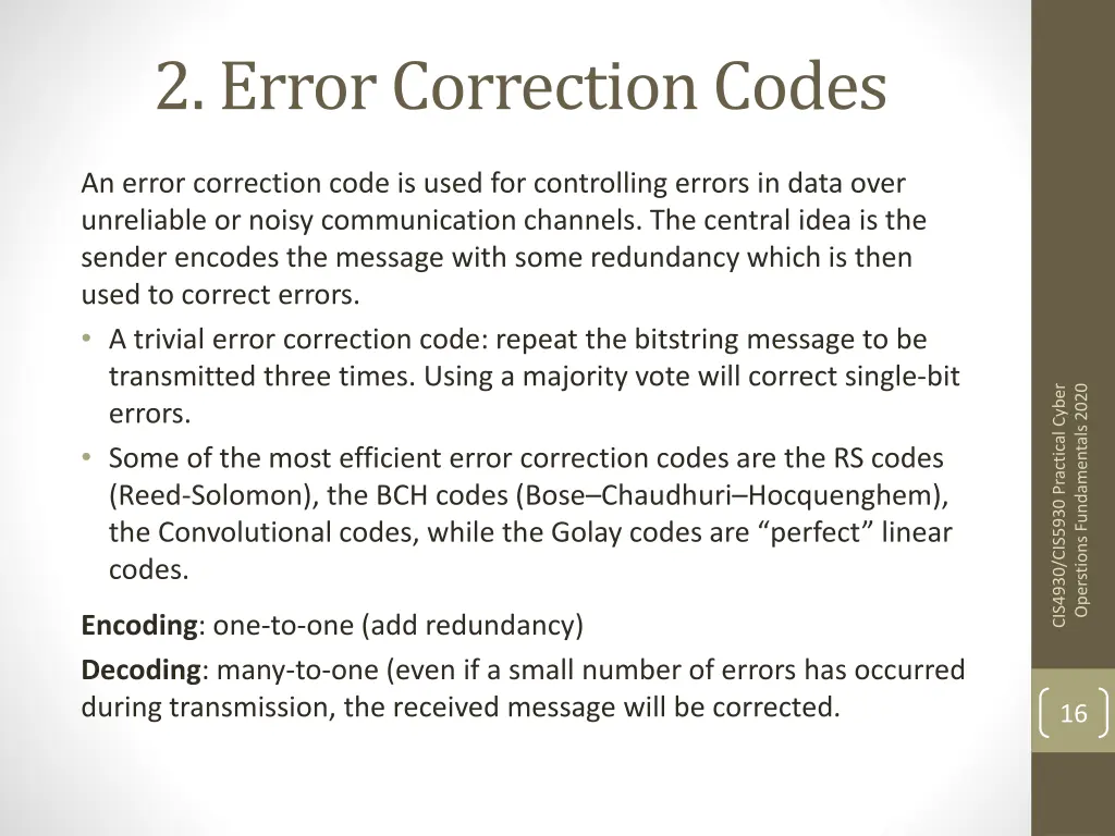 2 error correction codes