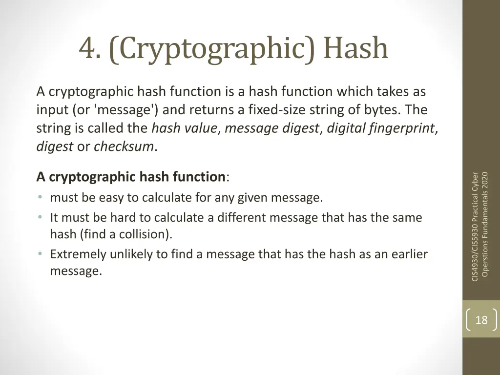 4 cryptographic hash