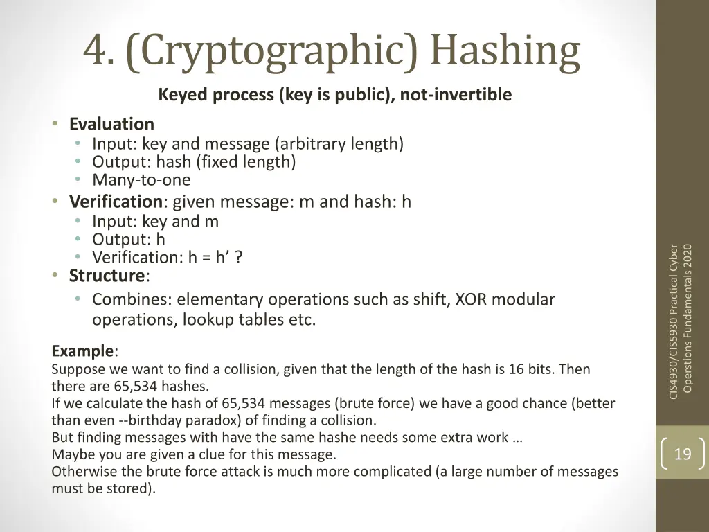 4 cryptographic hashing