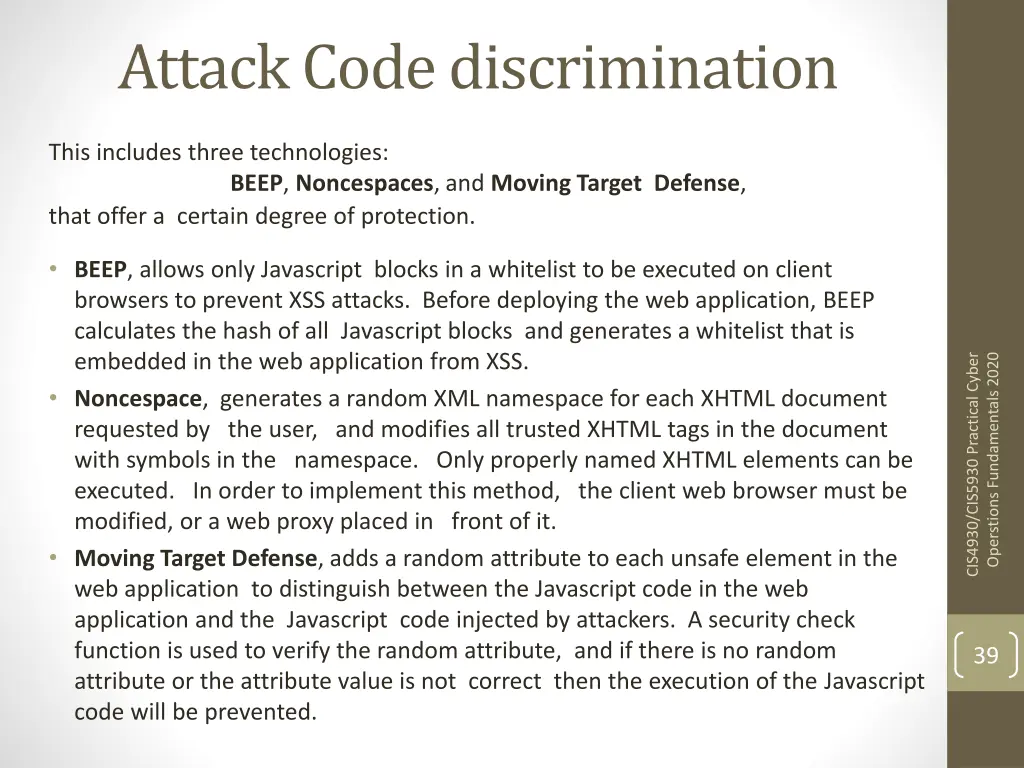 attack code discrimination