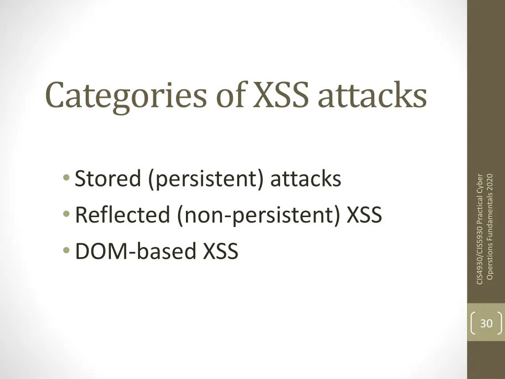 categories of xss attacks